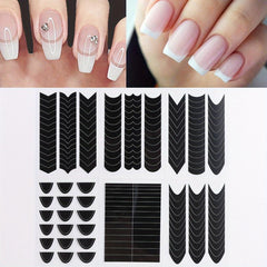 6pcs Nail Strips French Manicure Stickers Forms Fringe Tip Guides Stencil