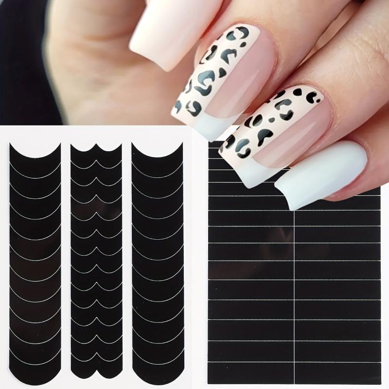 6pcs Nail Strips French Manicure Stickers Forms Fringe Tip Guides Stencil