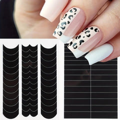 6pcs Nail Strips French Manicure Stickers Forms Fringe Tip Guides Stencil