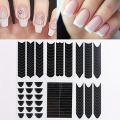 6pcs Nail Strips French Manicure Stickers Forms Fringe Tip Guides Stencil