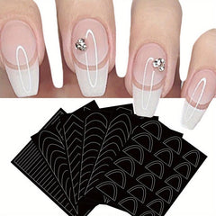 6pcs Nail Strips French Manicure Stickers Forms Fringe Tip Guides Stencil