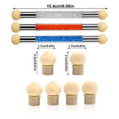 Dual Head Nail Sponge Brush with 4 Replacement Heads