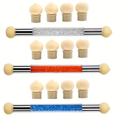 Dual Head Nail Sponge Brush with 4 Replacement Heads