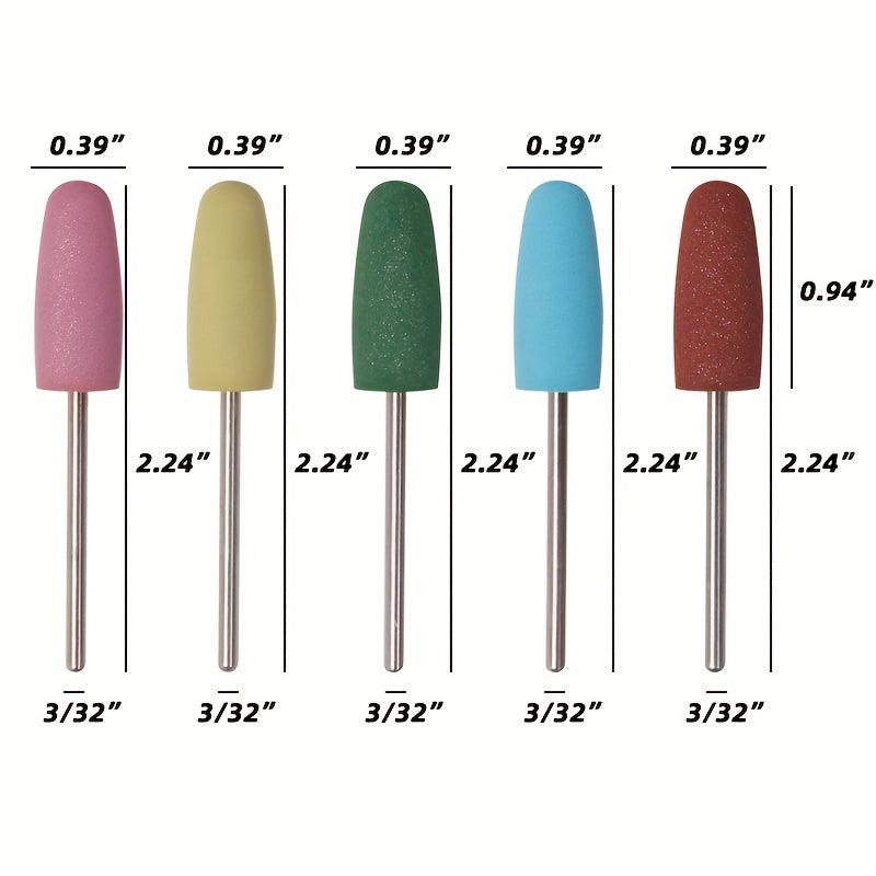 5 Pcs Rubber Nail Polishing Bits for Manicure Pedicure