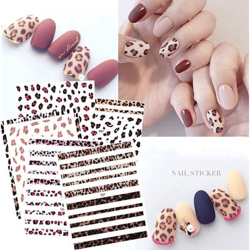 3D Adhesive Leopard Nail Sticker Sexy Pattern Decals For Manicure DIY