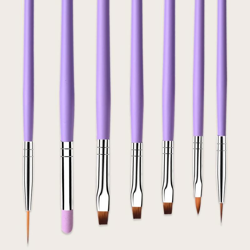 7 Pcs Purple Nail Brushes Set Nail Painting Brushes Nail Art Pen Acrylic Nail