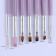 7 Pcs Purple Nail Brushes Set Nail Painting Brushes Nail Art Pen Acrylic Nail