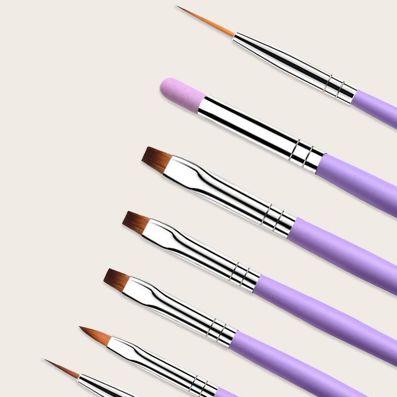 7 Pcs Purple Nail Brushes Set Nail Painting Brushes Nail Art Pen Acrylic Nail