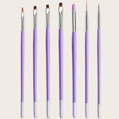 7 Pcs Purple Nail Brushes Set Nail Painting Brushes Nail Art Pen Acrylic Nail