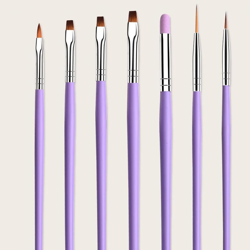 7 Pcs Purple Nail Brushes Set Nail Painting Brushes Nail Art Pen Acrylic Nail
