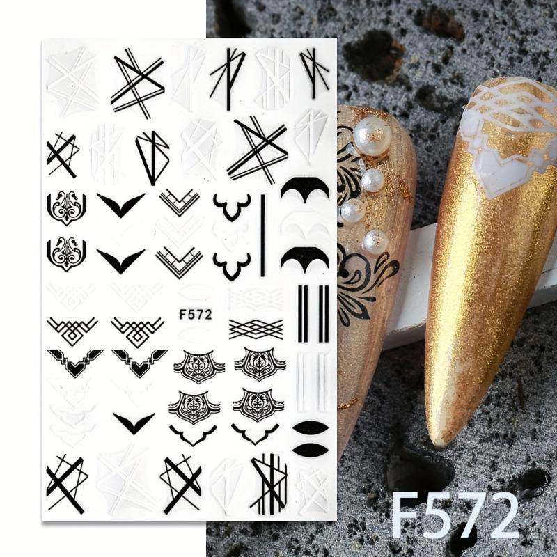 10pcs Nail Art Stickers Hearts Letters Willow Totem Charms Accessories