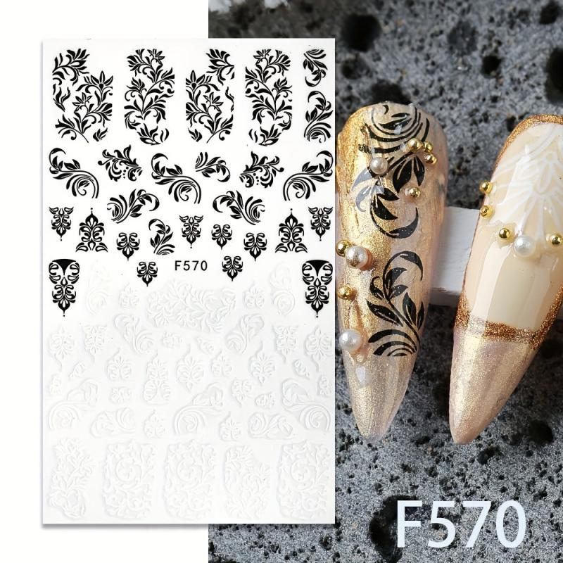 10pcs Nail Art Stickers Hearts Letters Willow Totem Charms Accessories