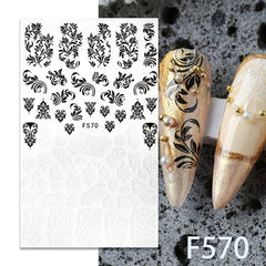10pcs Nail Art Stickers Hearts Letters Willow Totem Charms Accessories