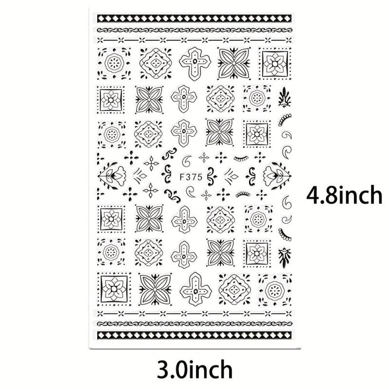 10pcs Nail Art Stickers Hearts Letters Willow Totem Charms Accessories