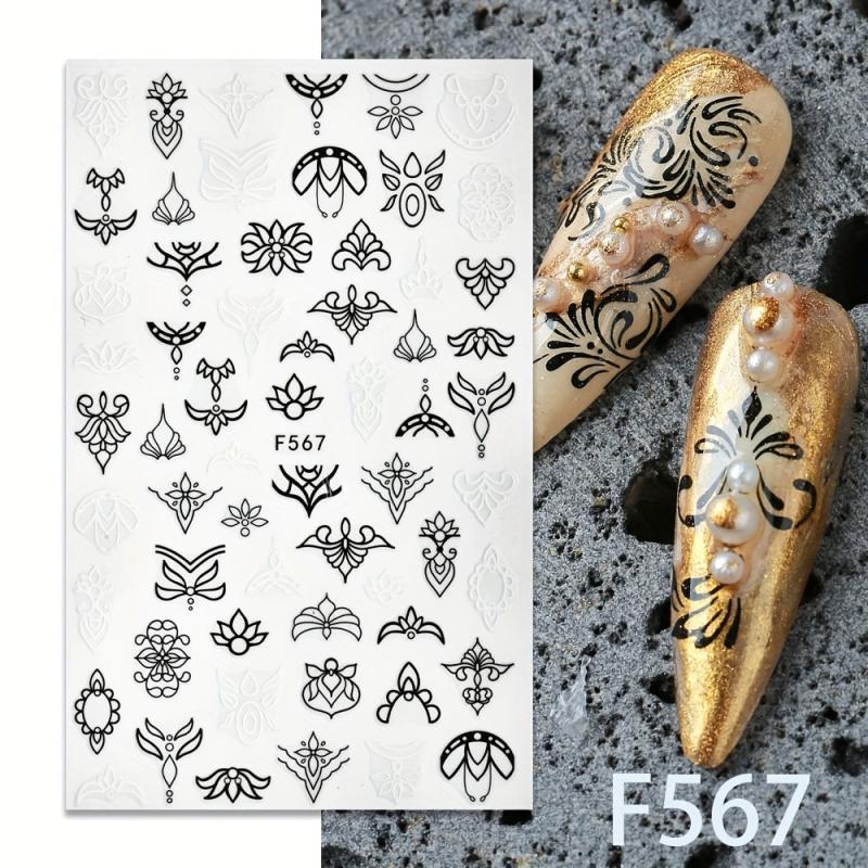 10pcs Nail Art Stickers Hearts Letters Willow Totem Charms Accessories