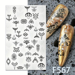 10pcs Nail Art Stickers Hearts Letters Willow Totem Charms Accessories