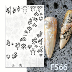 10pcs Nail Art Stickers Hearts Letters Willow Totem Charms Accessories