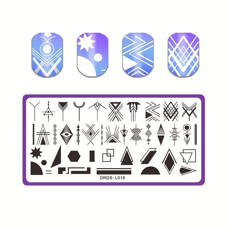 Rectangle Nail Art Stamp Template Stencils