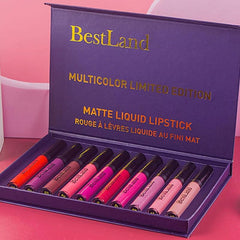 10pcs Matte Lipstick Set Velvety Waterproof Liquid Lipstick