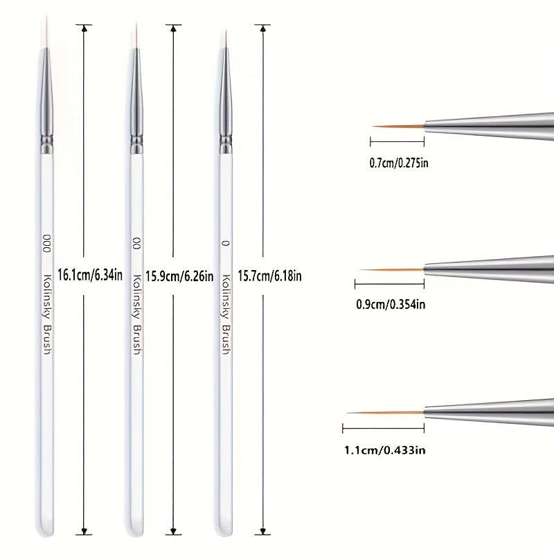 3Pcs Nail Art Brushes Thin Liner Brush Set Acrylic Gel Painting Dotting Tools