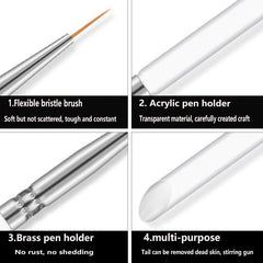 3Pcs Nail Art Brushes Thin Liner Brush Set Acrylic Gel Painting Dotting Tools
