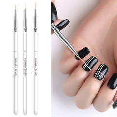 3Pcs Nail Art Brushes Thin Liner Brush Set Acrylic Gel Painting Dotting Tools