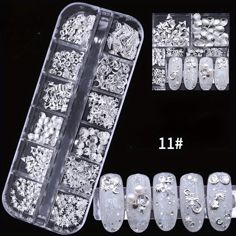 Mixed Nail Art Jewelry Accessories: Rivets, Moon, Stars, Sea Shells