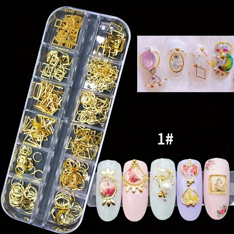 Mixed Nail Art Jewelry Accessories: Rivets, Moon, Stars, Sea Shells