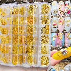 Mixed Nail Art Jewelry Accessories: Rivets, Moon, Stars, Sea Shells