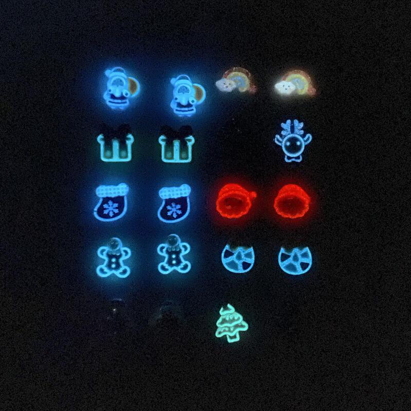 20pcs Luminous Christmas Nail Art Charms Santa Snowflake Nail Accessories