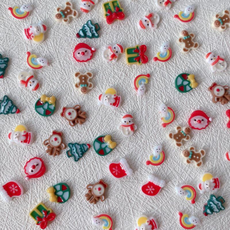 20pcs Luminous Christmas Nail Art Charms Santa Snowflake Nail Accessories
