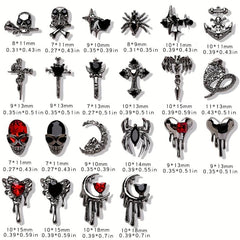 44pcs Crocodile Nail Art Charms Halloween Skull Spider Nail Acces