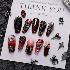 44pcs Crocodile Nail Art Charms Halloween Skull Spider Nail Acces
