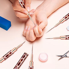 Nail Art Brush Set - 10 Heads for Fine Drawing - Professional Nail Artist Tools