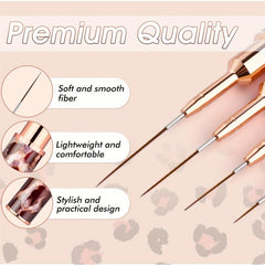 Nail Art Brush Set - 10 Heads for Fine Drawing - Professional Nail Artist Tools