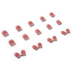 24pcs Nude Square False Nails French Tip Press On with Adhesive Tabs