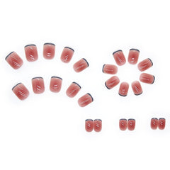 24pcs Nude Square False Nails French Tip Press On with Adhesive Tabs