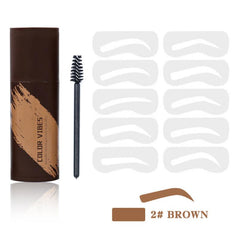 Eyebrow Stamp Stencil Kit Soft Brown Brown Gray 10pcs Reusable Sten