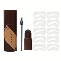 Eyebrow Stamp Stencil Kit Soft Brown Brown Gray 10pcs Reusable Sten
