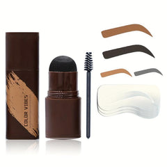 Eyebrow Stamp Stencil Kit Soft Brown Brown Gray 10pcs Reusable Sten