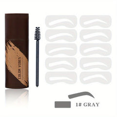 Eyebrow Stamp Stencil Kit Soft Brown Brown Gray 10pcs Reusable Sten