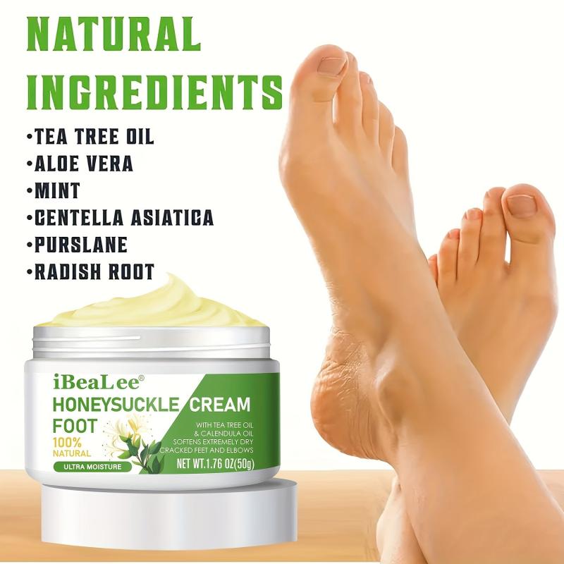 50g Honeysuckle Foot Cream for Dry Cracked Heels with Tea Tree Oil & Calendula