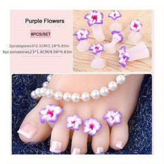 8 Pcs Daisy Flower Silicone Toe Separators Pedicure Tools