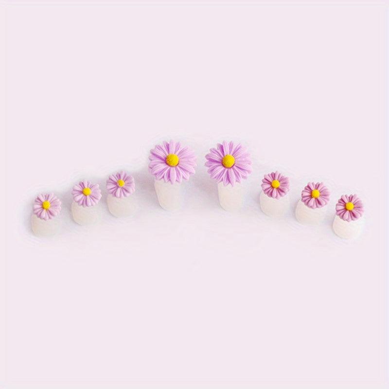 8 Pcs Daisy Flower Silicone Toe Separators Pedicure Tools
