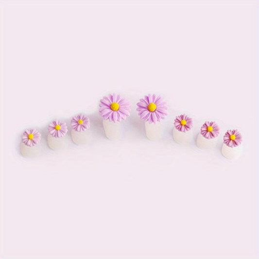 8 Pcs Daisy Flower Silicone Toe Separators Pedicure Tools