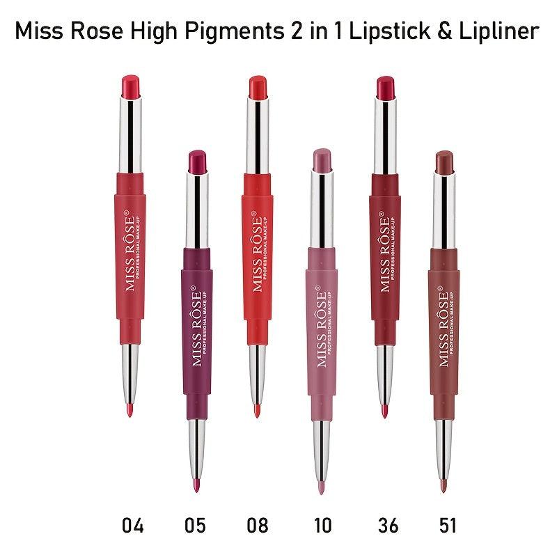 6-Piece High Pigment Lipstick & Liner Set, Natural Matte Finish