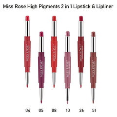6-Piece High Pigment Lipstick & Liner Set, Natural Matte Finish