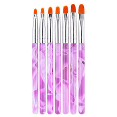 7 Pcs UV Gel Nail Brush Poly Extension Gel Brush Nail Art Tips Builder Brush