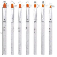 7 Pcs UV Gel Nail Brush Poly Extension Gel Brush Nail Art Tips Builder Brush
