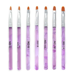 7 Pcs UV Gel Nail Brush Poly Extension Gel Brush Nail Art Tips Builder Brush